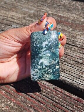 Moss Agate Crystal Stone Statement Pendant